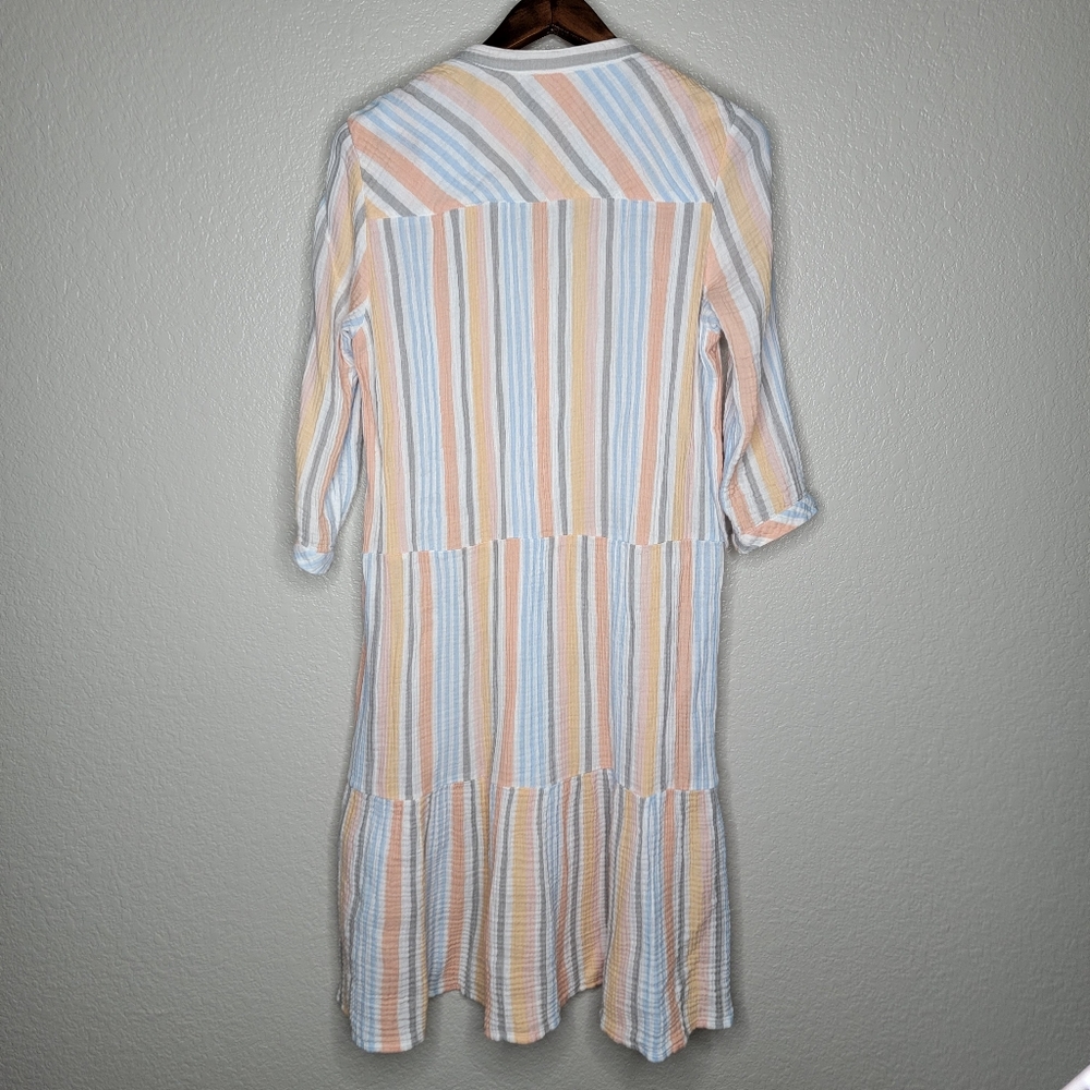 Soft Surroundings Womens Laguna Gauze Striped Tiered Midi Dress Size Medium - Picture 8 of 9